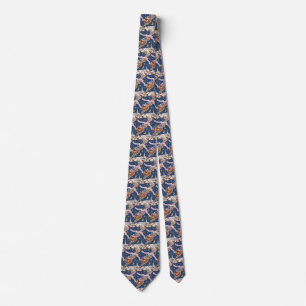 Corbata Santa Claus Vintage de Navidad con Reno Volador