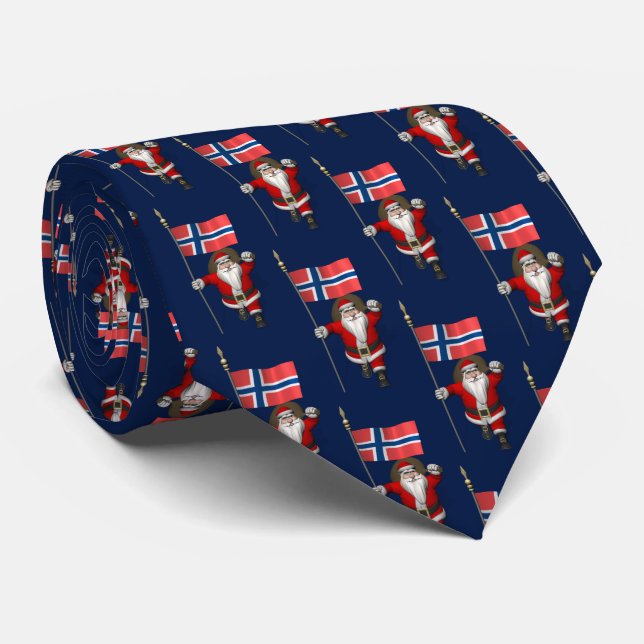 Corbata Santa Claus visitando Noruega (Enrollado)