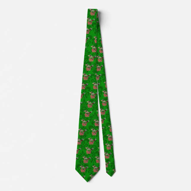 Corbata Santa LED en damasco verde (Anverso)