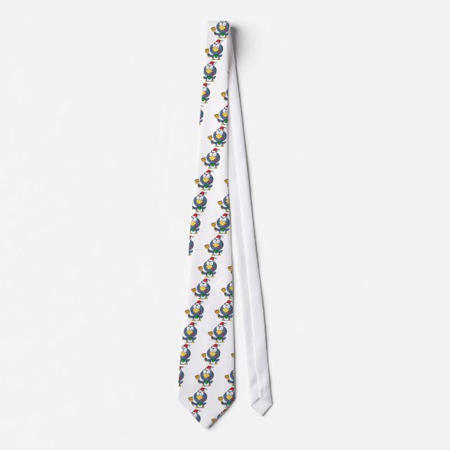 Corbata Santa Pingüino con Jingle Bell (Anverso)