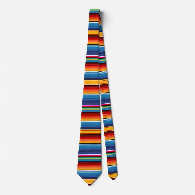 Corbata Sarape rojo mexicano de oro azul (Anverso)