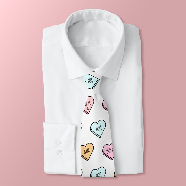 Corbata Sarcástico patrón cardíaco de San Valentín (Sarcastic Valentine’s Candy Heart Pattern Neck Tie)