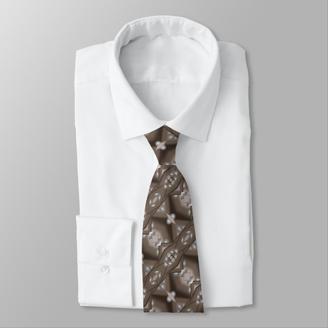 Corbata Sawtooth Edged Concentrated Earth Tone Resumen Art (Atado)