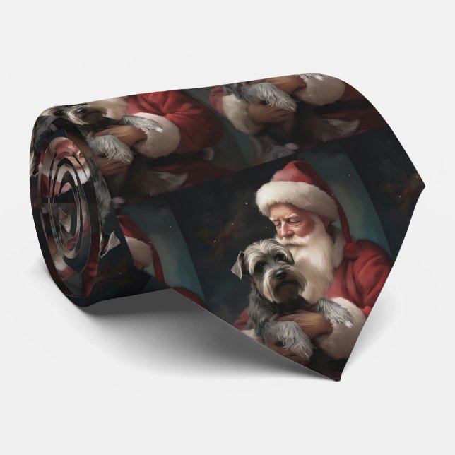 Corbata Schnauzer Con Navidades festivos de Santa Claus (Enrollado)