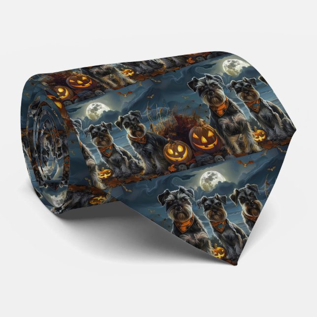 Corbata Schnauzer Halloween Espeluznante  (Enrollado)