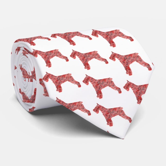 Corbata Schnauzer Navidades Perro Silhouette White Necktie (Enrollado)