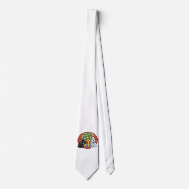 Corbata Scottie y Westie Navidad (Anverso)