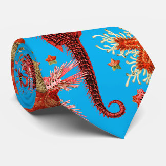 CORBATA SEAHORRO ROJO Y MAESTRAS EN LA VIDA AQUÍ AZUL