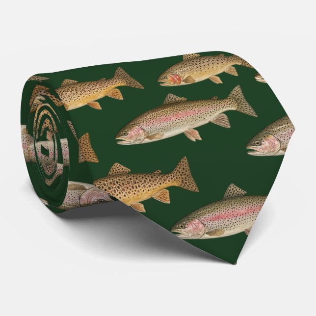 Corbata Seamless Pattern Fishing Lover  – Trout Fishing    (Enrollado)