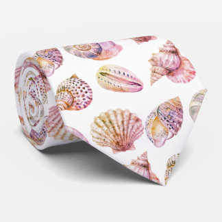Corbata Seashell Ocean Nautical Pattern Neck Tie