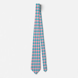 Corbata Seda de jockey Diamond Pink and Blue Green Cuello 