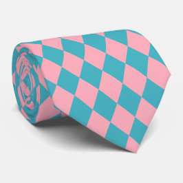 Corbata Seda de jockey Diamond Pink and Blue Green Cuello 