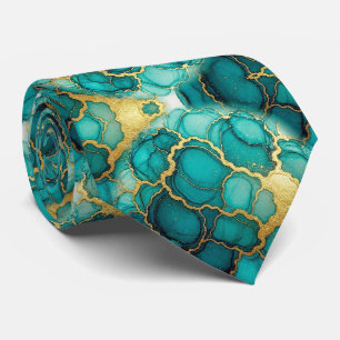 Corbata Seda Falsa Formal Caballero de Mármol Verde Azul