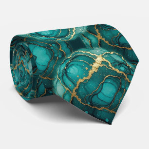 Corbata Seda Falsa Formal   Caballero de Mármol Verde Azul