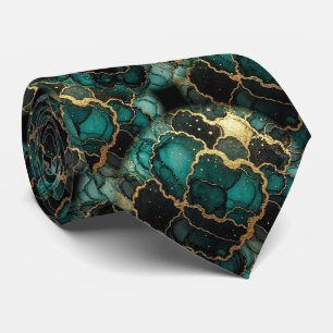 Corbata Seda Falsa Formal Caballero de Mármol Verde Azul
