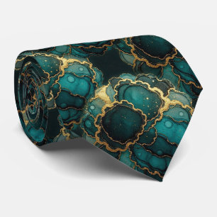 Corbata Seda Falsa Formal Caballero Mármol Verde Azul +
