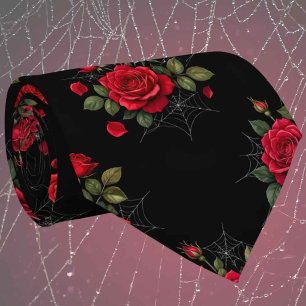 Corbata Seda Falsa Gótica   Rosas y Telarañas para Caballe