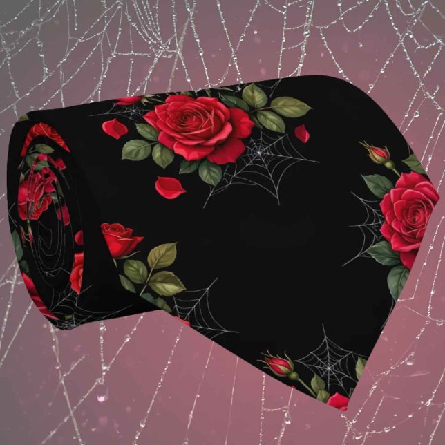 Corbata Seda Falsa Gótica | Rosas y Telarañas para Caballe (Subido por el creador)