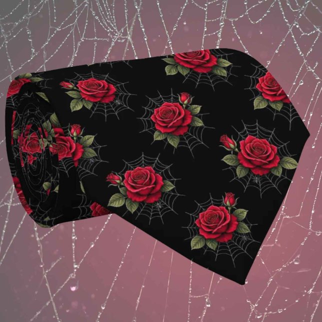 Corbata Seda Falsa Gótica | Rosas y Telarañas para Caballe (Subido por el creador)