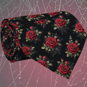 Corbata Seda Falsa Gótica   Rosas y Telarañas para Caballe