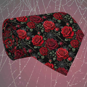 Corbata Seda Falsa Gótica   Rosas y Telarañas para Caballe