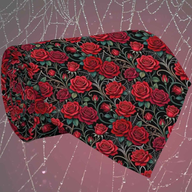 Corbata Seda Falsa Gótica | Rosas y Telarañas para Caballe (Subido por el creador)