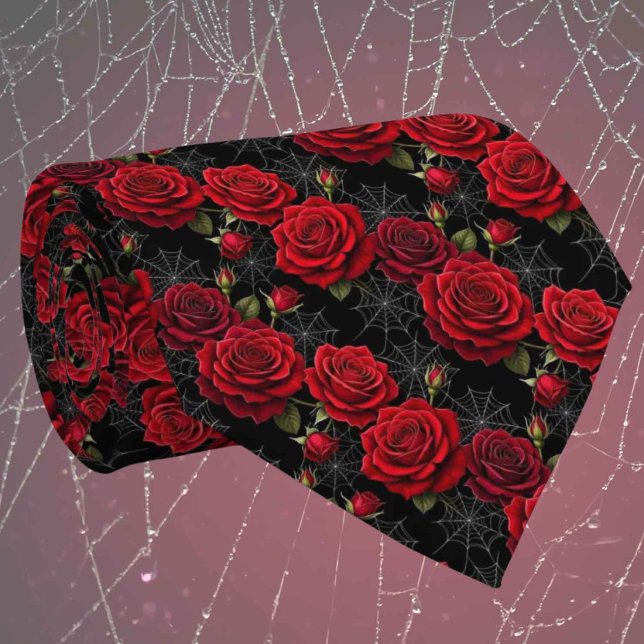 Corbata Seda Falsa Gótica | Rosas y Telarañas para Caballe (Subido por el creador)