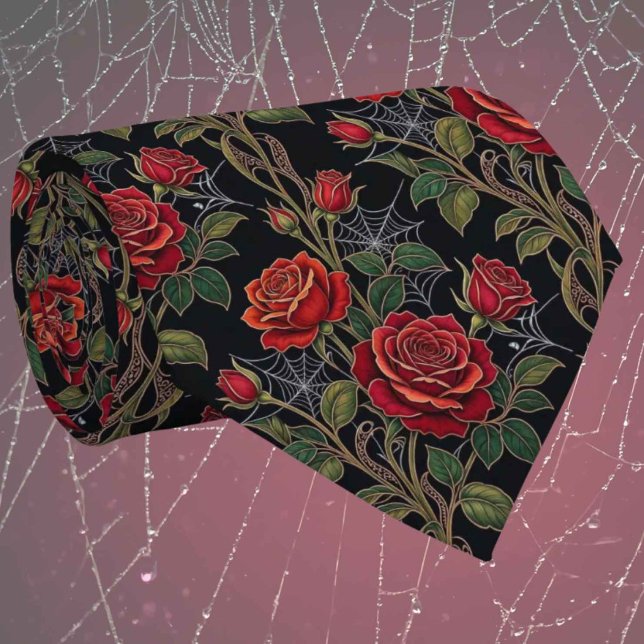 Corbata Seda Falsa Gótica | Rosas y Telarañas para Caballe (Subido por el creador)