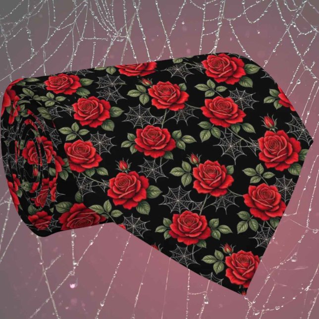 Corbata Seda Falsa Gótica | Rosas y Telarañas para Caballe (Subido por el creador)