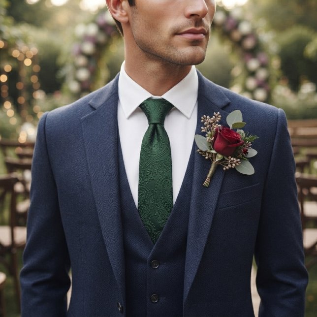 Corbata Seda Jacquard de Paisley Esmeralda (Subido por el creador)