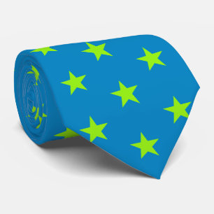 Corbata Seda jockey azul con estrellas verdes brillantes d