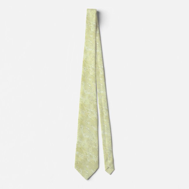 Corbata Seda Moire Pequeño Patrón en Amarillo Limón (Anverso)