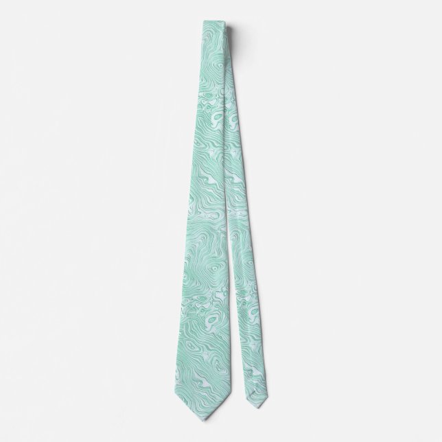 Corbata Seda Moire Pequeño Patrón en Verde Menta (Anverso)