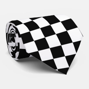 Corbata Sedas de carreras a cuadros negras y blancas Derby