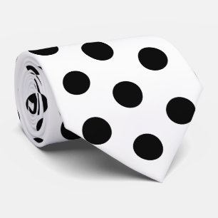 Corbata Sedas de carreras de lunares en blanco y negro Der