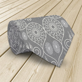 Corbata Semillas de pulpo textil fibroso gris estampadas