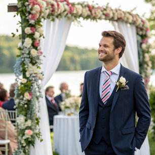 Corbata Sencillas franjas blancas rosadas mínimas formales