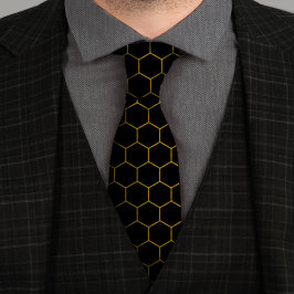Corbata Sencillo y elegante patrón de abeja amarillo negro