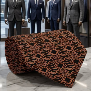 Corbata Senderos de Cobre Áspero Sobre Patrón Geométrico N