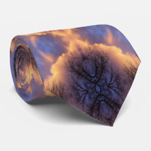 Corbata Serena Mandala de ramas de árboles y nubes de la n