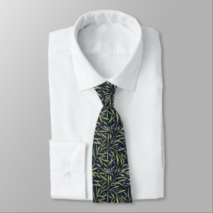 Corbata Serenas Hojas Verdes Enredaderas con Flores Rosas
