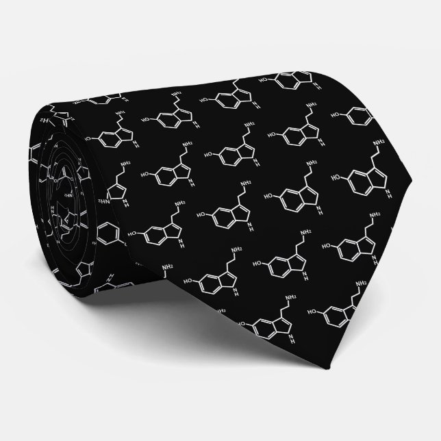 Corbata Serotonina Molécula Química Fans negro (Enrollado)
