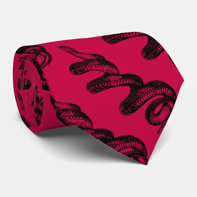 Corbata serpiente venenosa de fondo rojo (Enrollado)