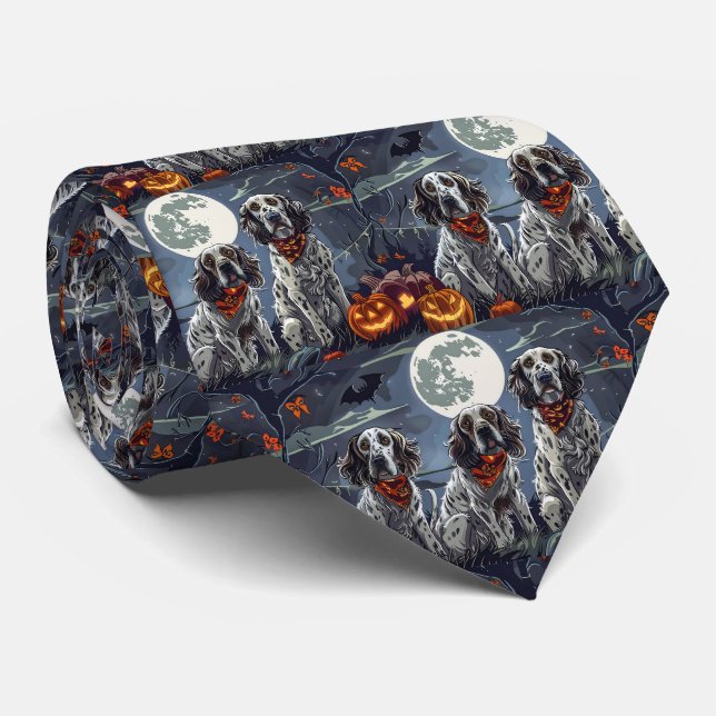 Corbata Setter Inglés Halloween Espeluznante (Enrollado)