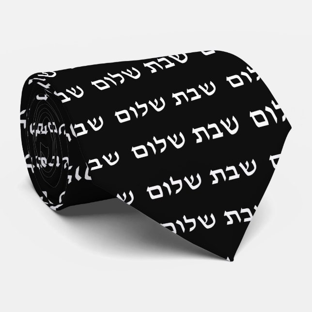 Corbata Shabbat Shalom Hebreo Shabbos judíos (Enrollado)