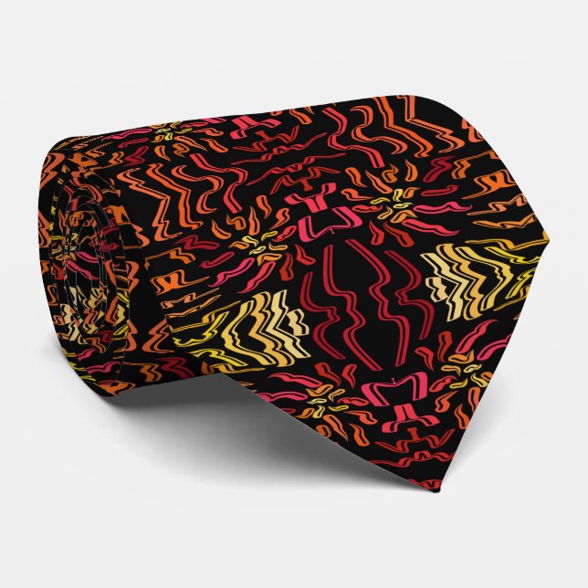 Corbata Shades Of Orange Red Yellow Ribbon Design Art (Enrollado)