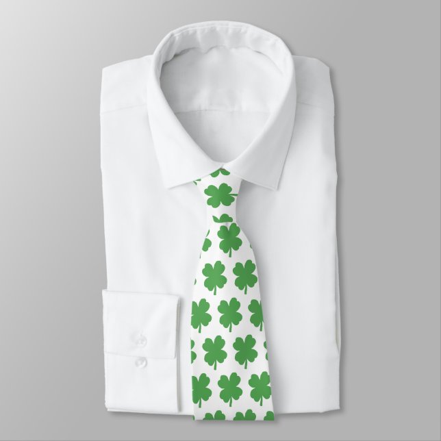 Corbata Shamrock Four Leaf Clover Pattern (Atado)