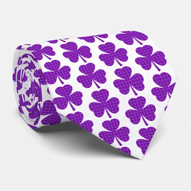 Corbata Shamrock Shape Plaid Purple Neck Tie (Enrollado)