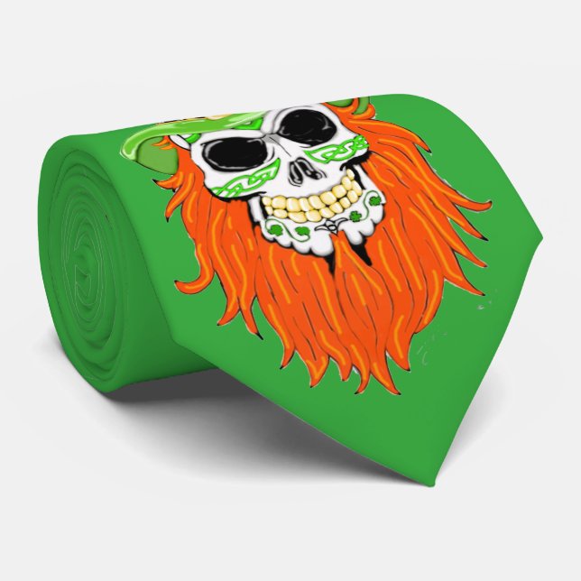 Corbata Shamrock Sugar Skull (Enrollado)