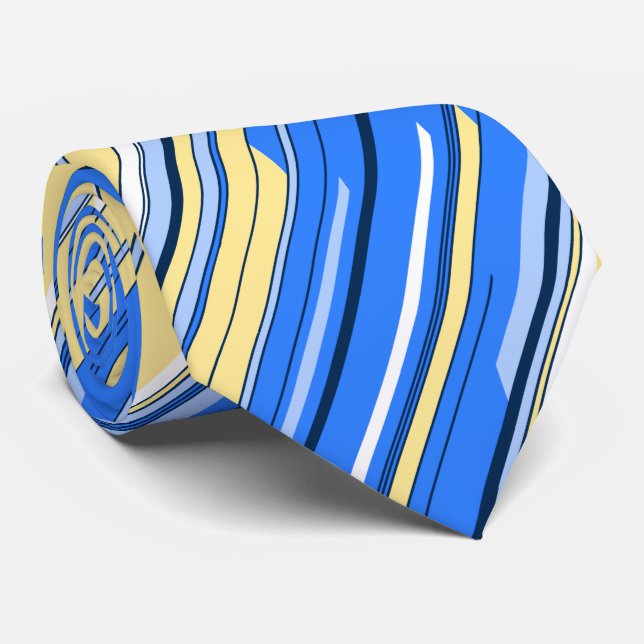 Corbata Shards Geométrico Diagonal Striped Blue de dos lad (Enrollado)